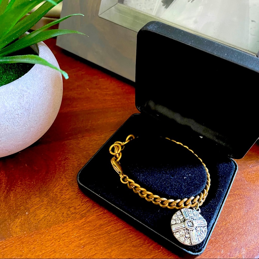 Lulu Frost Crystal Pendant Gold Chain Bracelet